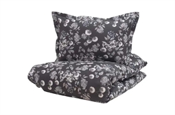 Turiform sengetøj - 140x200 cm - Cara black - Blomstret sengetøj - 100% bomuldssatin sengesæt